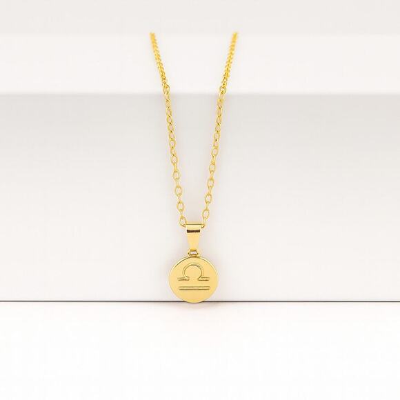 18K Gold Filled Libra Zodiac Pendant Necklace - Picture 3 of 3